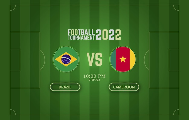 Fifa World Cup 2022 Brazilië vs Kameroen voetbalwedstrijd sjabloon