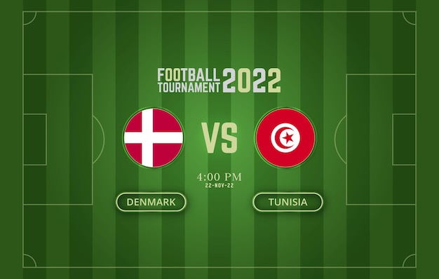 Fifa World Cup 2022 Denemarken vs Tunesië voetbalwedstrijd sjabloon