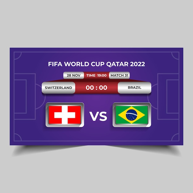 Vector fifa world cup 2022 editable social media banner design, scoreboard, illustration.