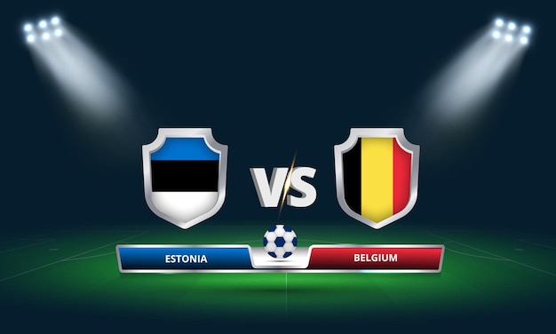 Coppa del mondo fifa 2022 estonia vs belgio partita di calcio trasmissione del tabellone segnapunti