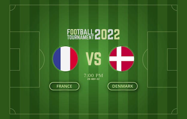 Fifa World Cup 2022 Frankrijk vs Denemarken voetbalwedstrijd sjabloon