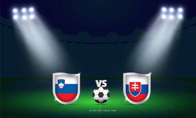 Coppa del mondo fifa 2022 slovenia vs slovacchia qualificazioni partita di calcio trasmissione del tabellone segnapunti