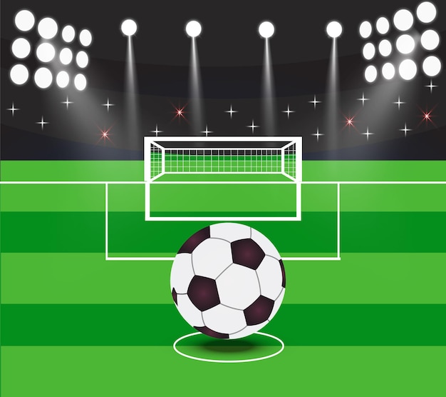 FIFAワールドカップチャンピオンシップ2022サッカーボールサッカースタジアムの背景またはグラデーションカラーのバナー。