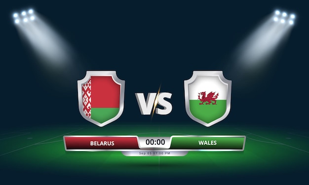 Vector fifa world cup qualifier 2022 belarus vs wales football match