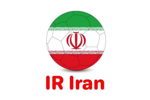 FIFA Worldcup 2022 Iran Flag with football illustration