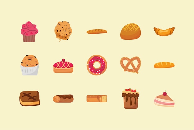 Vector fifteen bakery elements