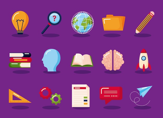 Vector fifteen knowledge management icons