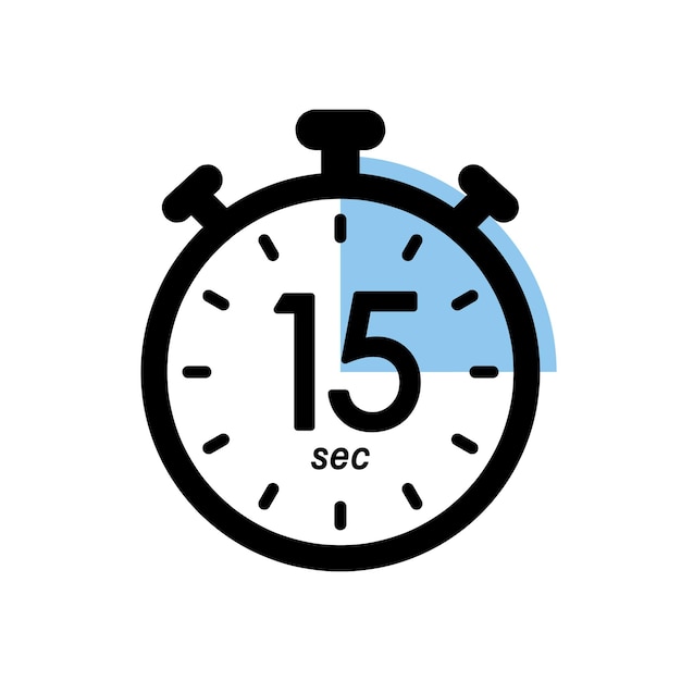 Vector fifteen seconds stopwatch icon timer symbol 15 sec waiting time vector illustration