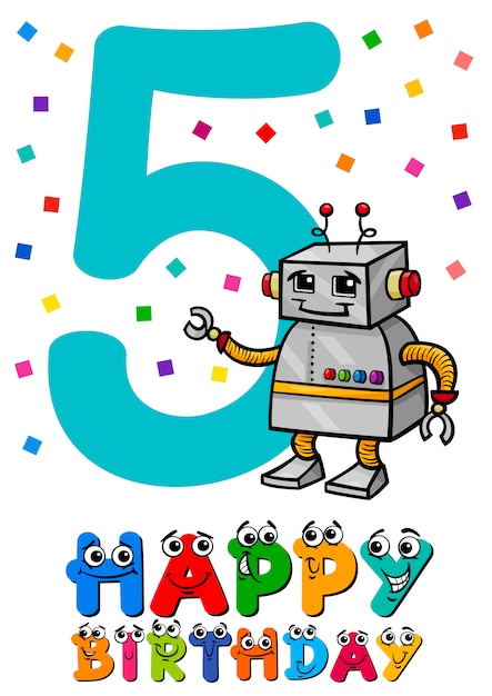 Fifth birthday cartoon card