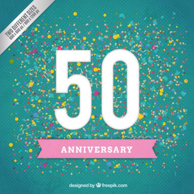 Fiftieh anniversary on a confetti background