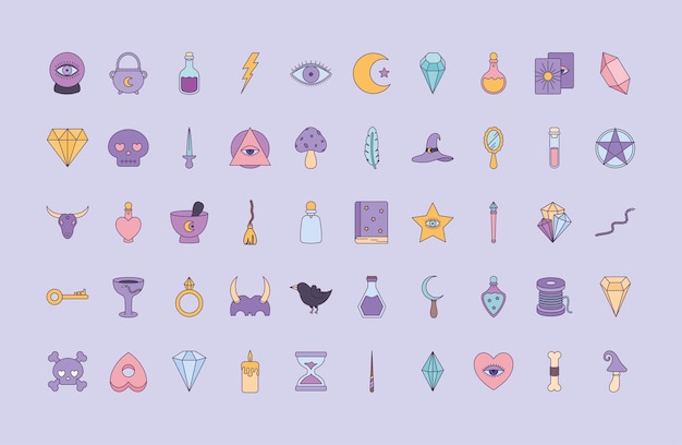 Vector fifty magic icons