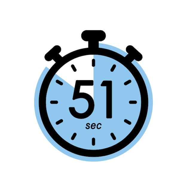 Fifty one seconds stopwatch icon timer symbol 51 sec waiting time simple vector illustration