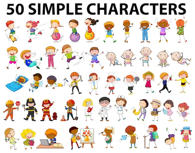 Fifty simple characters young and old