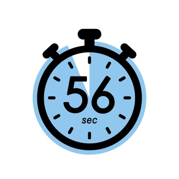 Vector fifty six seconds stopwatch icon timer symbol 56 sec waiting time simple vector illustration