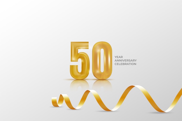 Vector fifty years anniversary celebration template with golden number