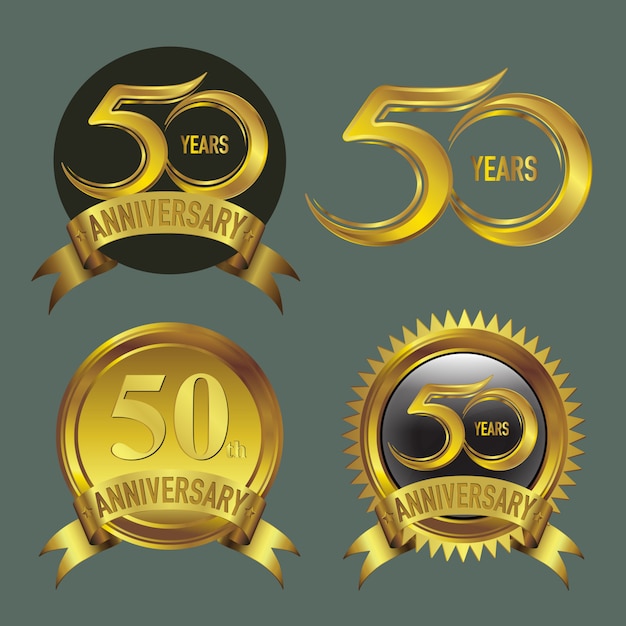 Vector fifty years anniversary logo gold collection