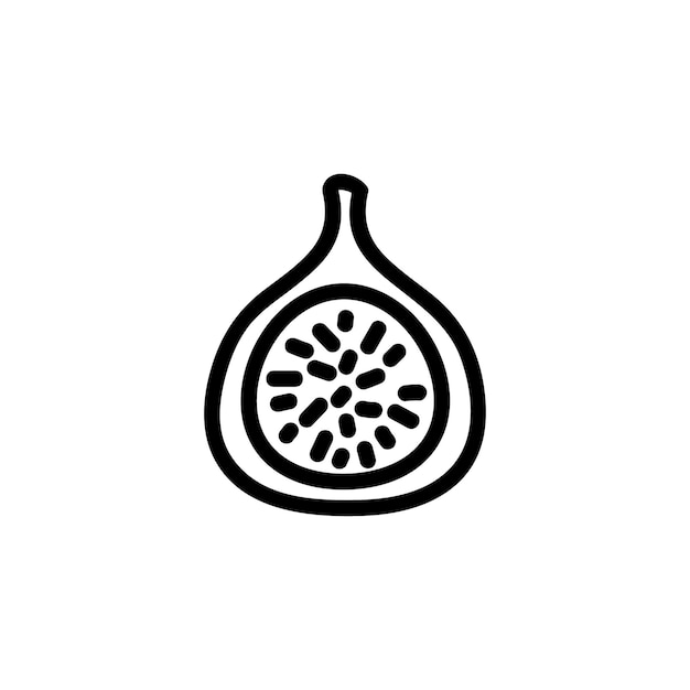 Fig flat outlined icon vector fruit logo isolated on white background vegan food symbol media glyph for web