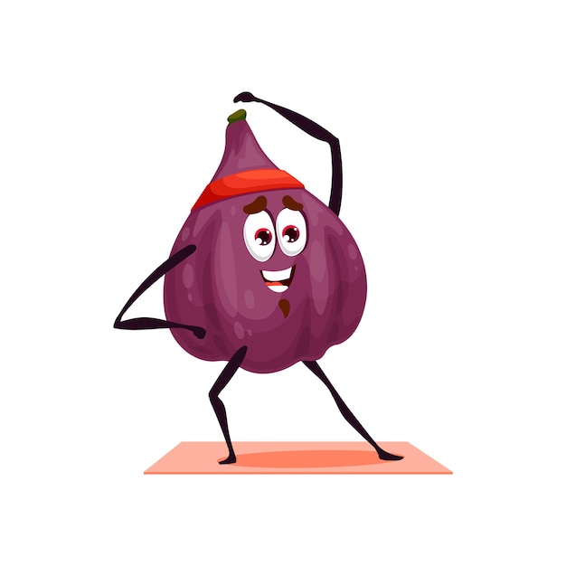 Fig fruit cartoon character fitness yoga pilates