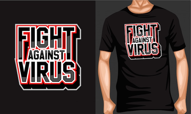 Fight against virus lettering typography