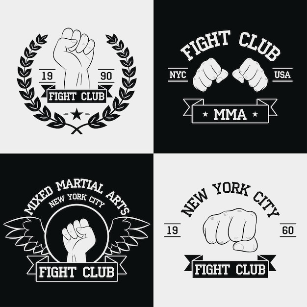 Fight Club-graphics voor tshirt set New York city MMA Mixed Martial Arts