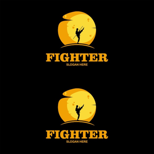 Fight club karate kickboxing logo design vector