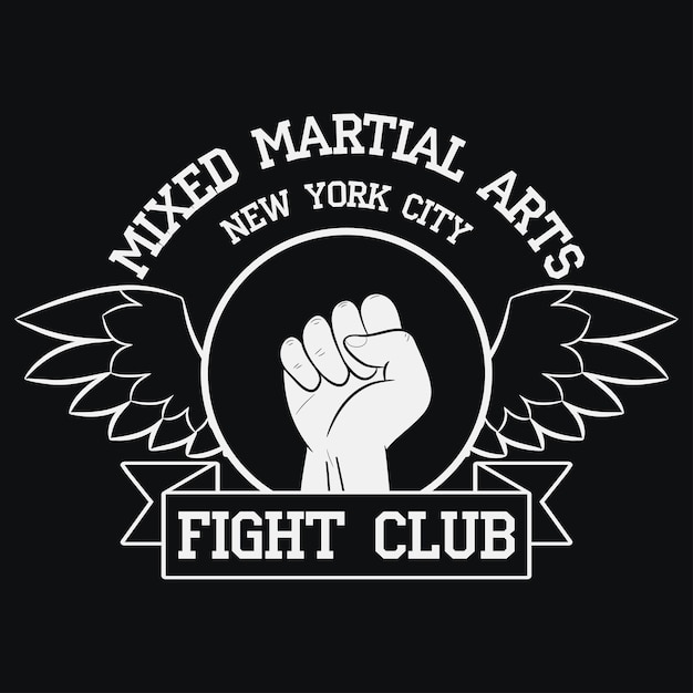 Fight Club 로고 New York Mma 종합격투기 디자인 옷을 위한 타이포그래피 파이팅