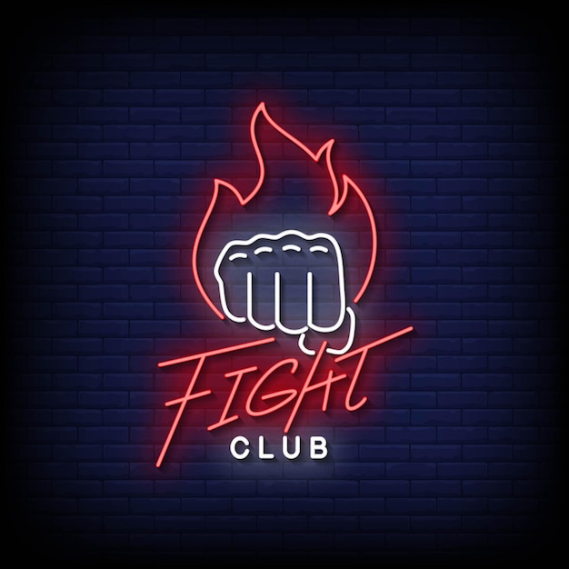 Fight club neon signs style tekst vector