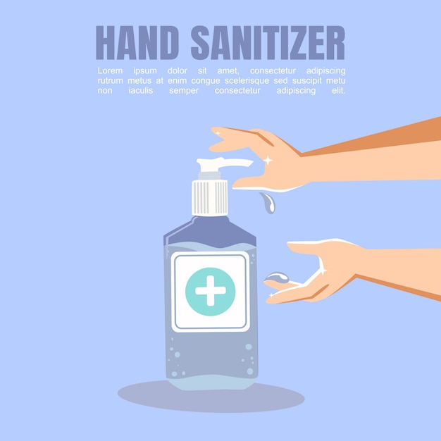 Fight corona virus,hand sanitizer,Disinfect hands with sanitizer gel concept in a flat design.