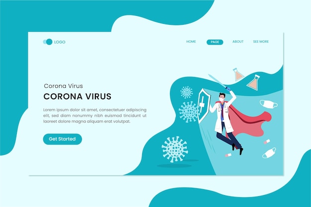 Fight Coronavirus Flat Concept Landing Page