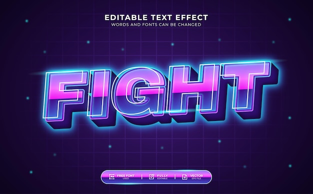 Fight, neon 80's style editable text effect