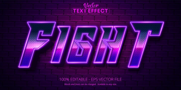 Fight text, neon style editable text effect