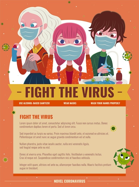 Fight the virus cartoon poster