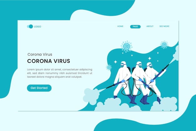 Fight The Virus Coronavirus Flat Concept Landing Page Template