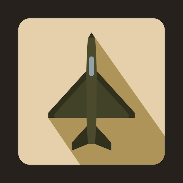 Fighter airplane icon in flat style with long shadow