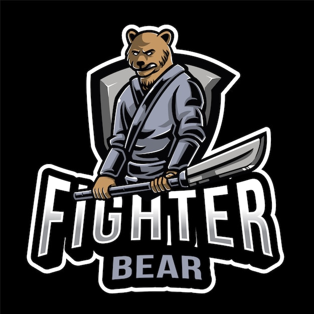 Шаблон логотипа fighter bear esport