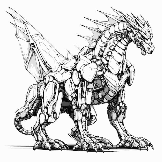 Vector fighter dragon robot sketch