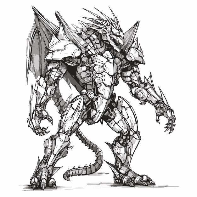 Fighter dragon robot sketch