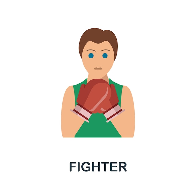 Fighter flat icon Color simple element from combat sport collection Creative Fighter icon for web design templates infographics and more