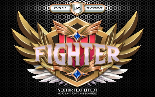 Fighter Game-badge met bewerkbaar teksteffect