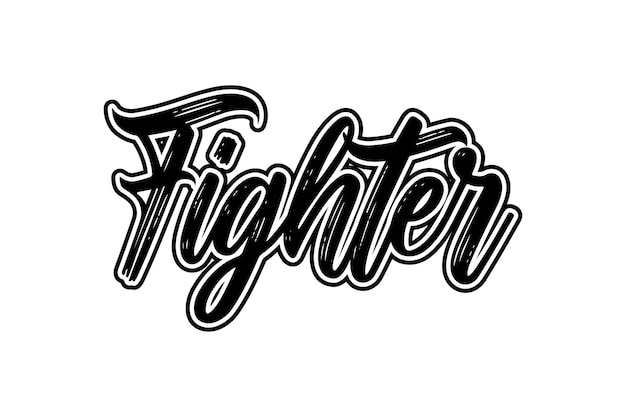 Fighter Hand drawn lettering on white background Vector illustration