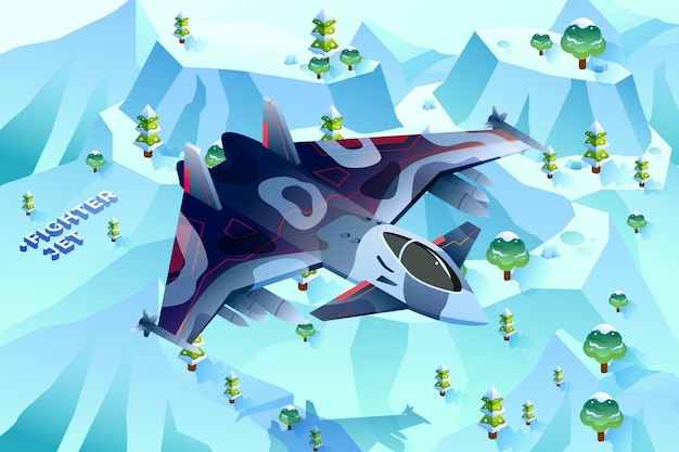 Fighter jet - isometric illustration