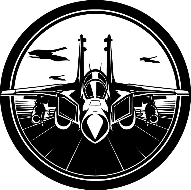 Vector fighter jet minimalist en simple silhouette vector illustratie