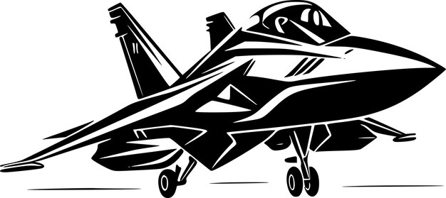 Vector fighter jet minimalist and flat logo vector illustration