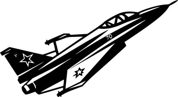 Vector fighter jet minimalist and flat logo vector illustration