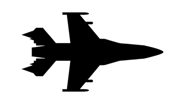 Jet da combattimento silhouette icona nera disegno vettoriale illustrazione