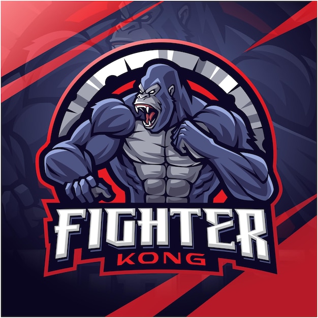 Fighter Kong esport mascotte logo ontwerp