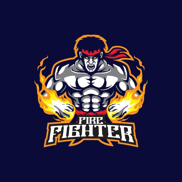 Fighter mascot logo design vector with modern illustration concept style for badge emblem and t shirt printing Fighter illustration for sport and esport team