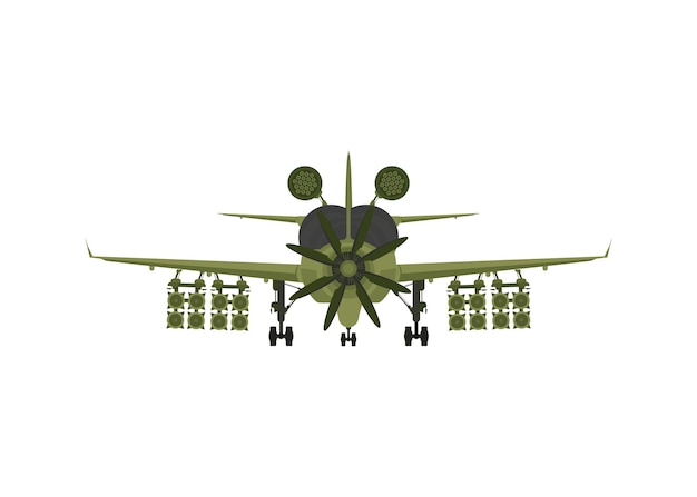 Fighter military aircraft with missiles on board illustration isolated on white background vector illustration