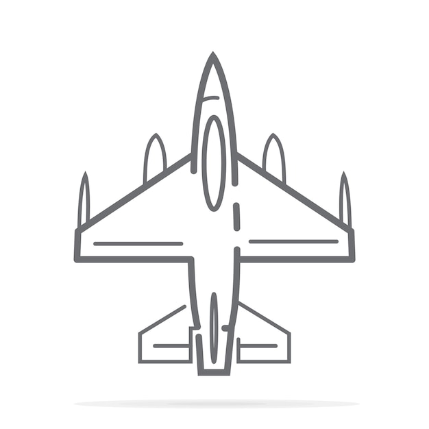 Fighter plane line icon outline vector sign linear style pictogram isolated on white Symbol logo illustration Editable stroke