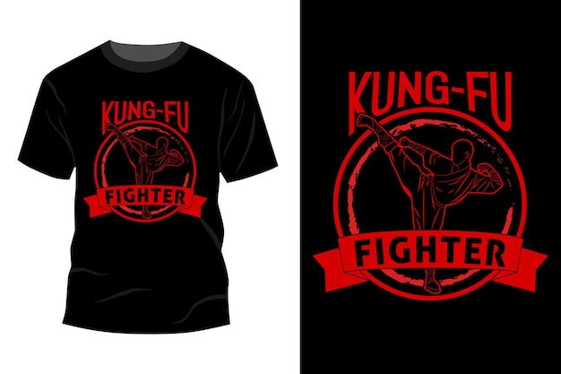 Vector fighter silhouette t-shirt mockup design